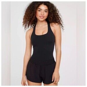 Offline by Aerie Real Me Hot Stuff Romper BlackAthletic Shorts Bodysuit Womens M